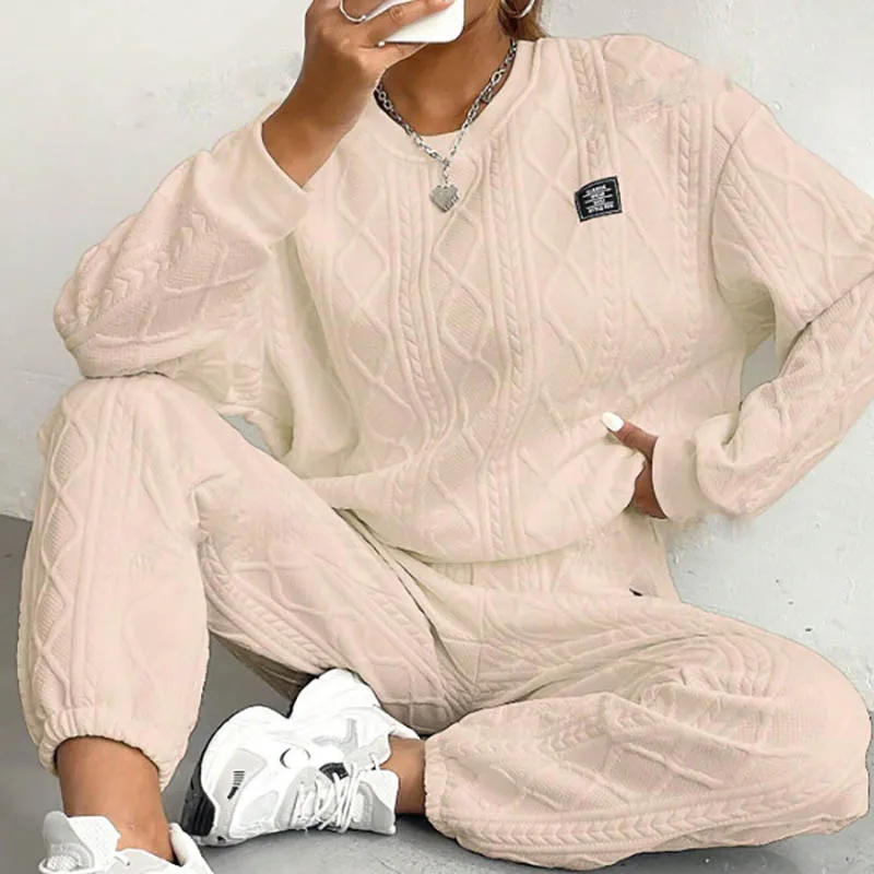 Women Autumn Sweatshirt Set Winter Fashion Solid color Loose hoodies pullover top and long pants 2pcs set Female sport tracksuit