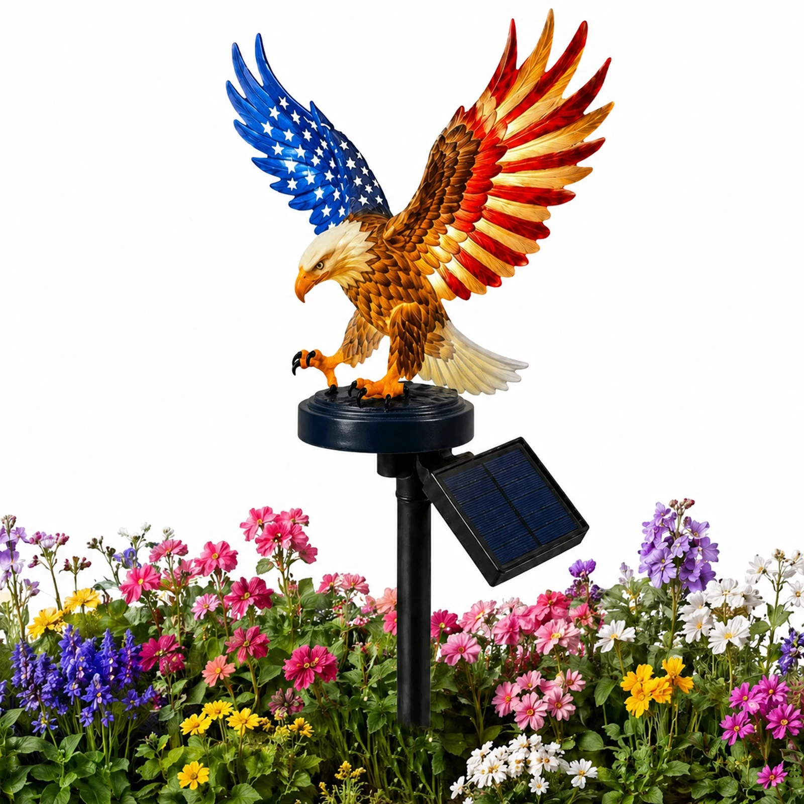 Solar Powered LED Garden Eagle Lamp America 250th Anniversary Garden Lights Eagle Garden Stakes for Memorial Day Decor