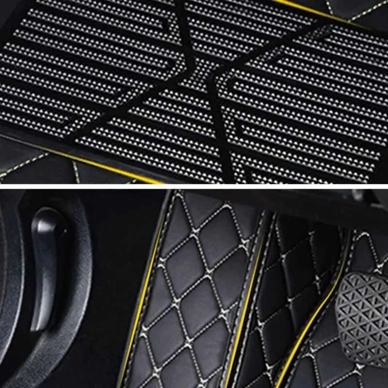 Custom Leather Diamond Car Foor Mat For Mitsubishi All Models Asx Outlander Lancer 10 Pajero Sport Auto Accessories Carpet Cover