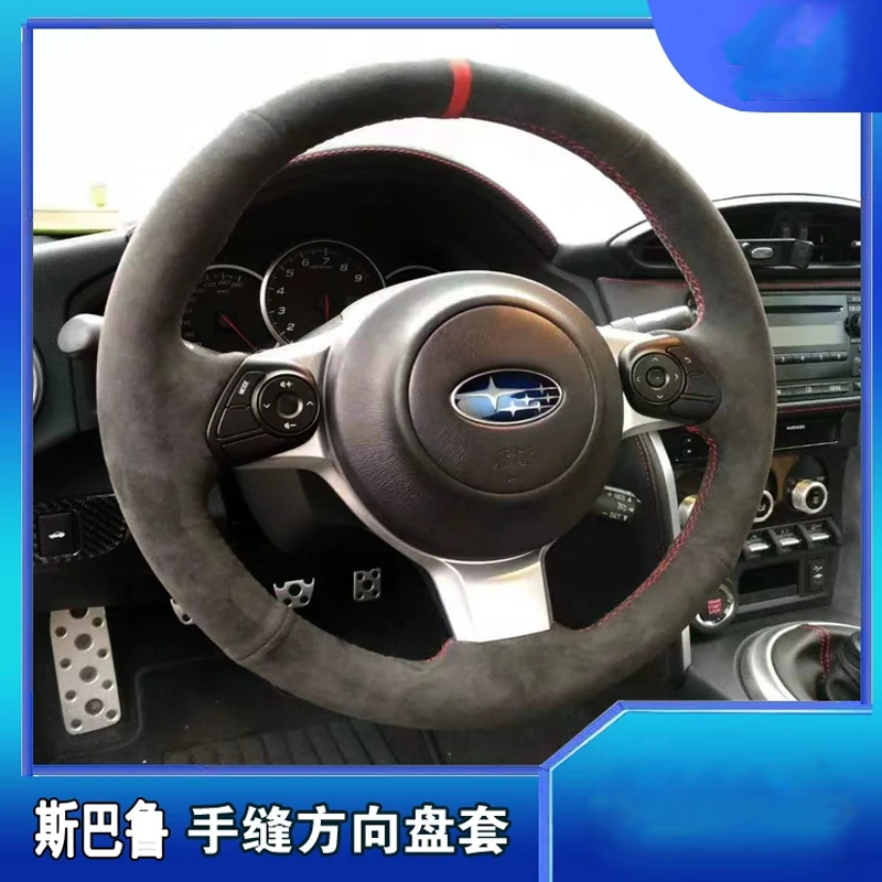 

DIY Hand Sewing Car Steering Wheel Cover for Subaru BRZ Forester Outback Legacy Tribeca XV GT Car Suede Interior Accessories