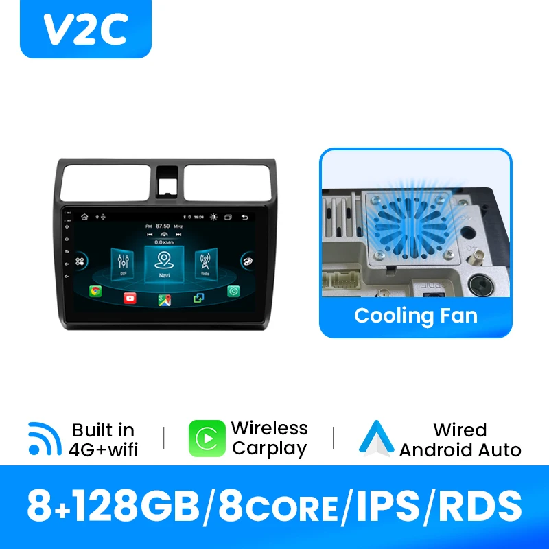 Draadloze Carplay Autoradio Speler Voor Suzuki Swift 2003-2010 Android 14 1280*720 IPS Multimedia 8 GB + 128 GB GPS DSP 4G Wifi 2Din