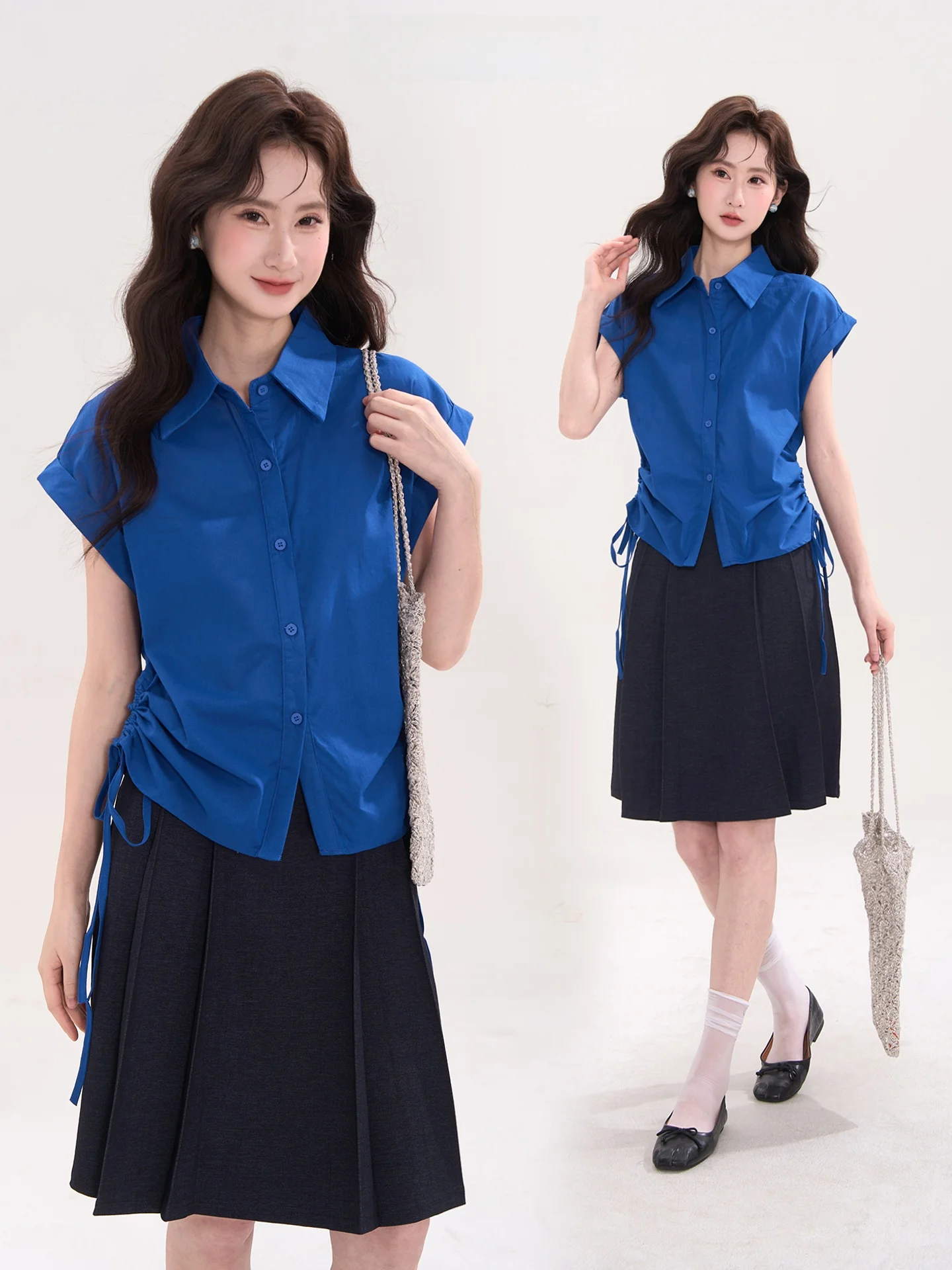 

Heme Summer Journey Simple Commute Hemp ort Sve Pleated Women's irt White Enhancing Sweet Sle Straight Cut Blouse