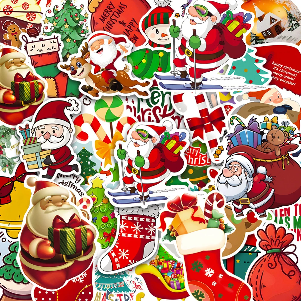 10/30/50 Stuks Leuke Kerst Thema Graffiti Stickers Kerstman En Dieren Cartoon Sticker Notebook Koffer Telefoon decals Decor