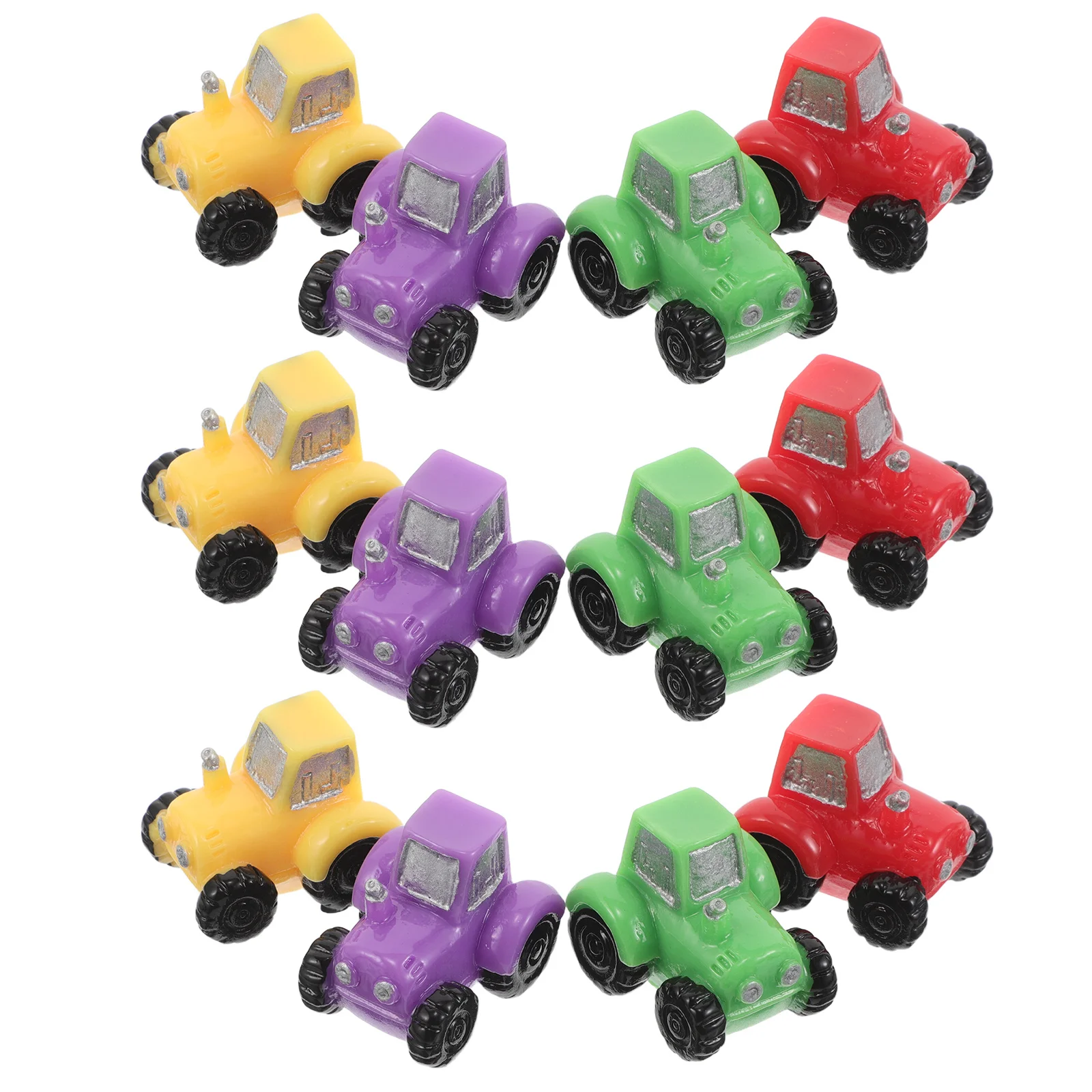 

12Pcs Mini Resin Tractor Ornaments Durable Farmer Vehicle for Fairy Garden and Creative Displays Tiny Dollhouse Accessories