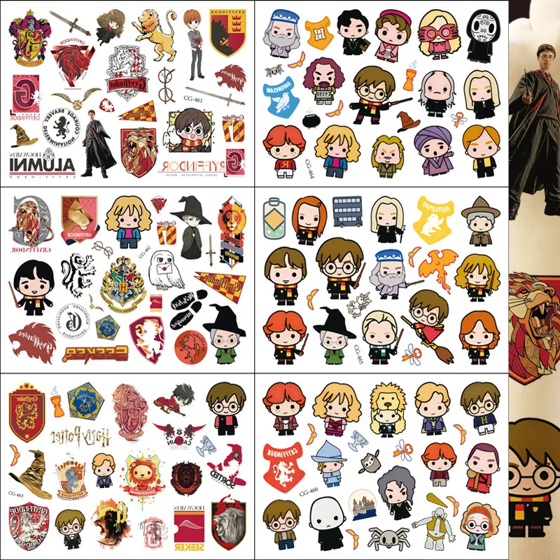 1 pcs Harry Potter cartoon children's tattoo sticker birthday party anime character sticker water tattoo sticker waterproof