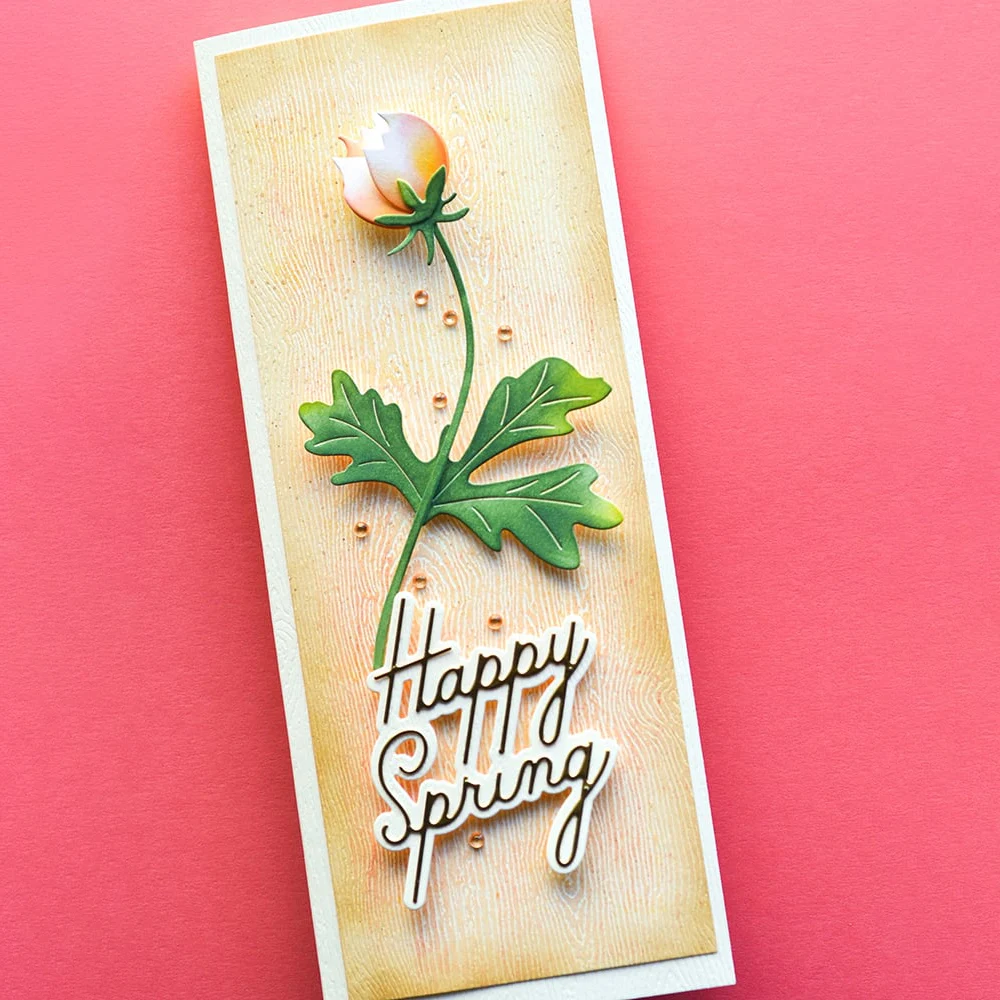 Fragrant Anemone Magnolia Blossom Bud Stem Metal Cutting Dies Set Happy Spring Script Words Die Cut DIY Mother's Day Paper Cards
