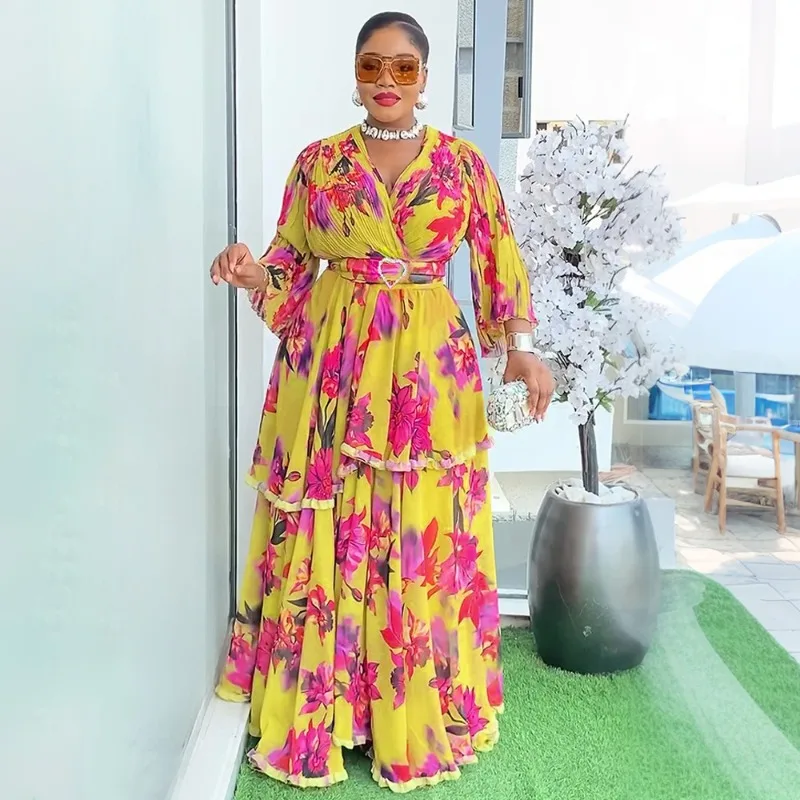 

African Plus Size Dress Fresh and Sweet Style Stamp Duty Costume Cosplay Soiree Party Dresses for Women Summer Season 2025 New