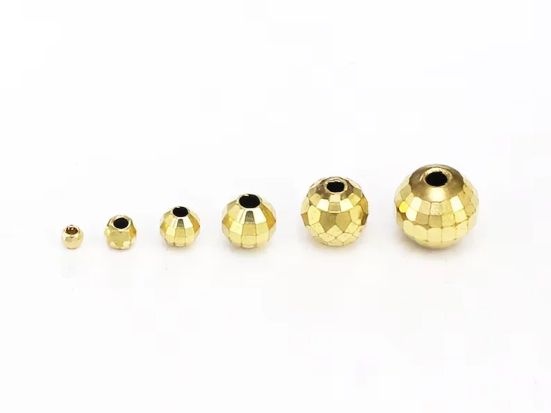 Faceted Round Brass Beads, Brass Spacer Beads, 2.8mm, 3.5mm, Bracelet Slider Beading, Jewelry Making R2308