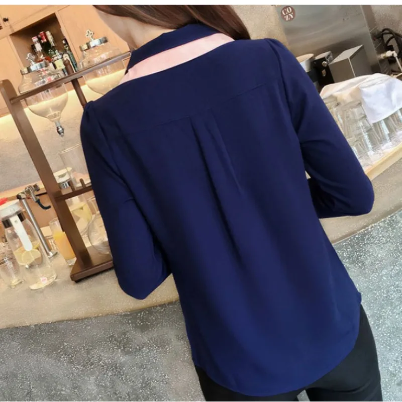 Spring Autumn Women\'s Clothing Peter Pan Collar Lantern Long Sleeve Button Cardigan Shirt Casual Elegant Scarf Collar Tops