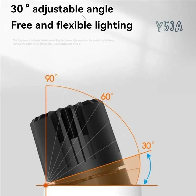 

Deep Cup Spotlight Adjustable Angle Recessed Light 10W Round Aluminum Alloy Recessed Lights Opening 75Mm Warm Light 3000K