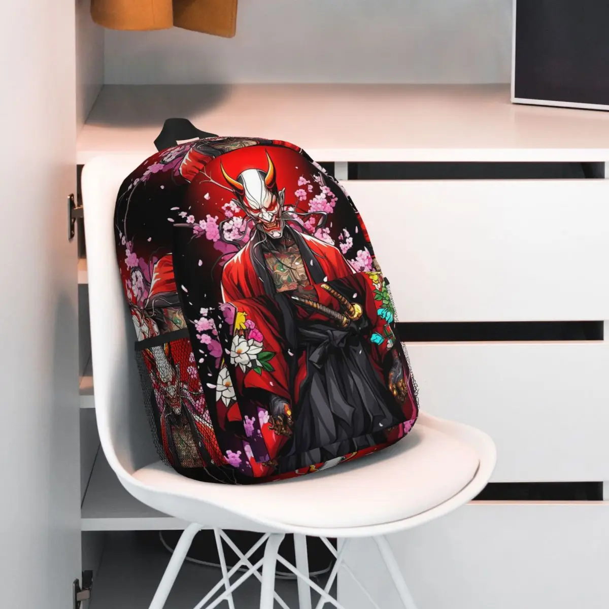 القوطية أوني هانيا اليابانية الساموراي شيطان على ظهره رائجة البيع Daypack صبي الفتيات BookBag حقائب كتف للرجال النساء حقيبة مدرسية للأطفال #3