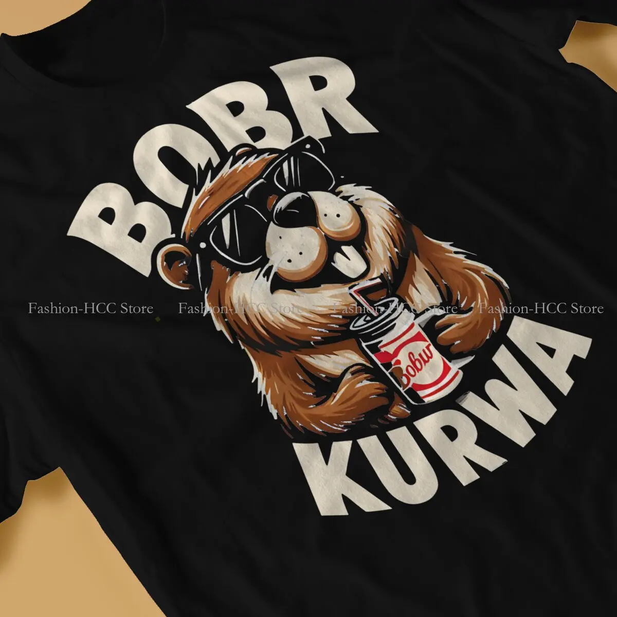 Bober Beaver Drink T Shirt Vintage Goth Teenager Summer Loose Cotton Men's Clothes Harajuku Crewneck TShirt