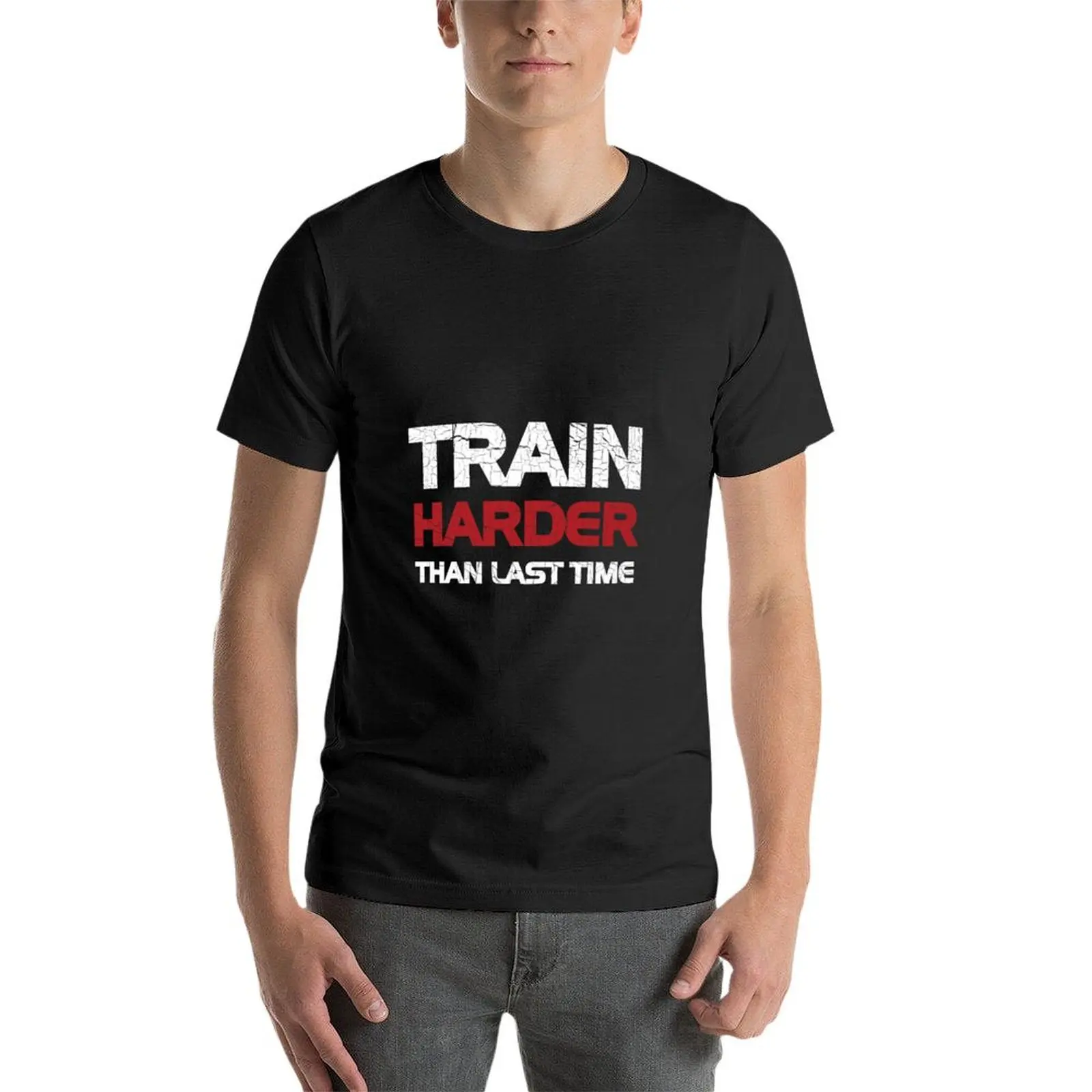 Camiseta Vintage para hombre, camisa de secado rápido con estampado de Freddy Doucette Train hard que Last Time, gráficos blancos y negros