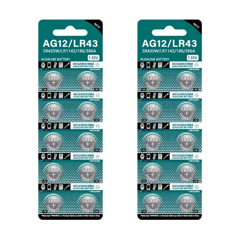

LR43 AG12 Button Cell Battery 1.55V for Watch Remote Control Toy Calaculator Convenient SR43SW LR1142 186 Coin Battery
