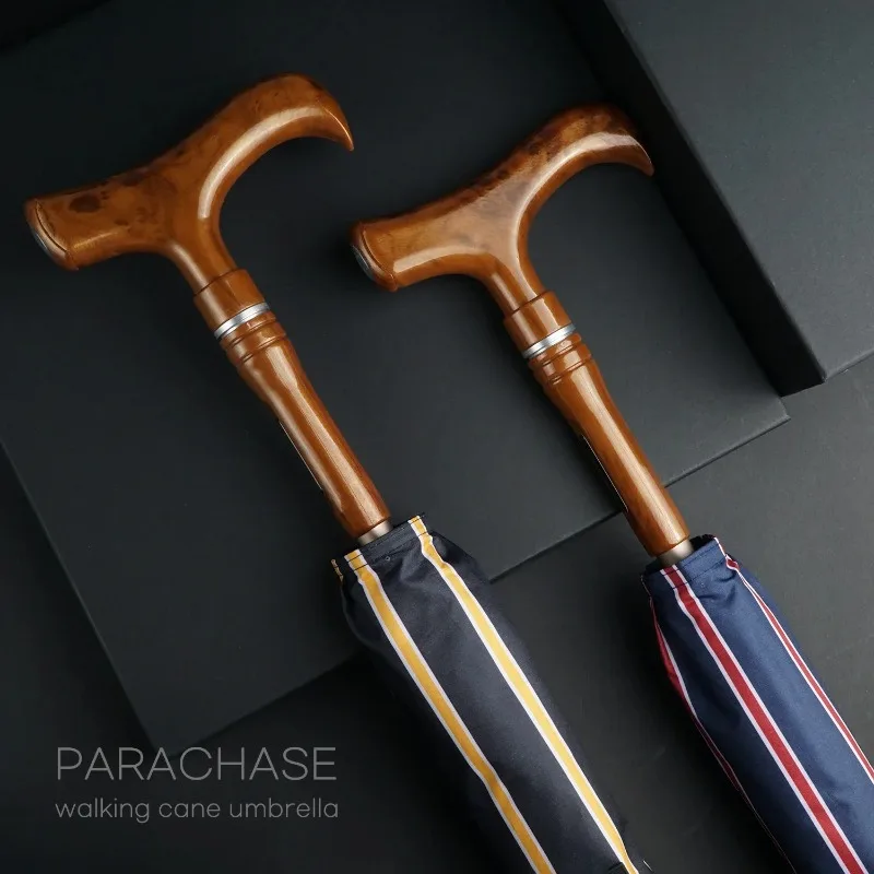 Walking Cane Long Umbrella Rain Outdoor Luxury LED Crutches Umbrella Men Windproof Big Parasol UV Umbrella Corporation