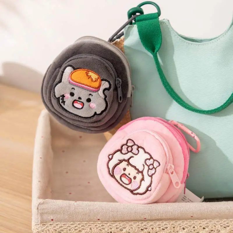 楽しいヤギと大きな大きな狼のぬいぐるみコインパース、怠惰なヤギと灰色のオオカミのミニジッパーポーチ、かわいいアニメのぬいぐるみ、女の子や子供へのプレゼント