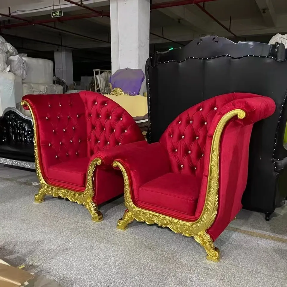 Hotel Bright Gold High Back King Seat Clubhouse Wedding Sofa Chair Fiberglass