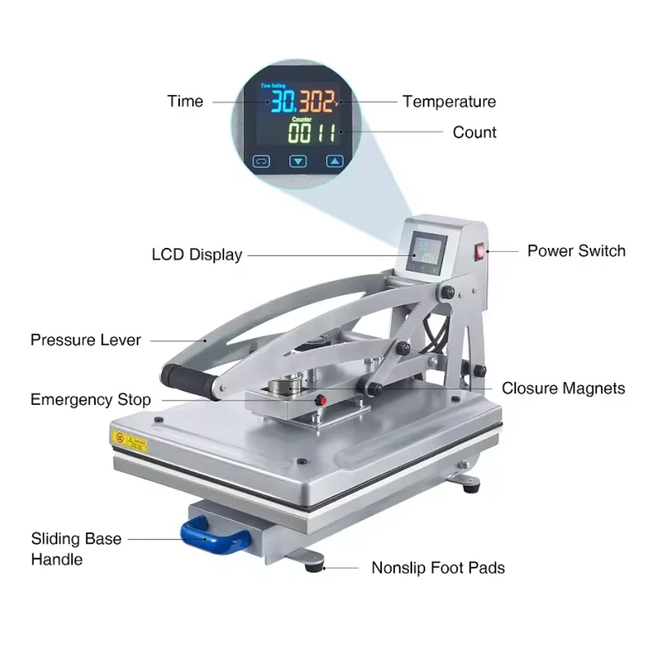 Erasmart High Pressure Heat Press Machine for Flat Product with Plate-Type Heat Transfer
