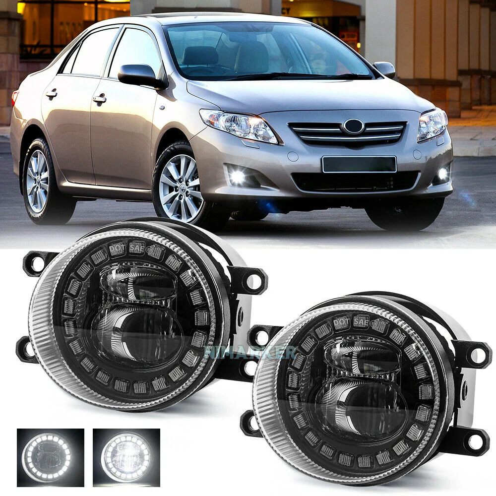 

1 пара автомобильных светодиодных противотуманных фар в сборе для Toyota Corolla RAV4 Camry Yaris PPrius CHR Hilux Lexus, передний бампер, светодиодные противотуманные фары в сборе