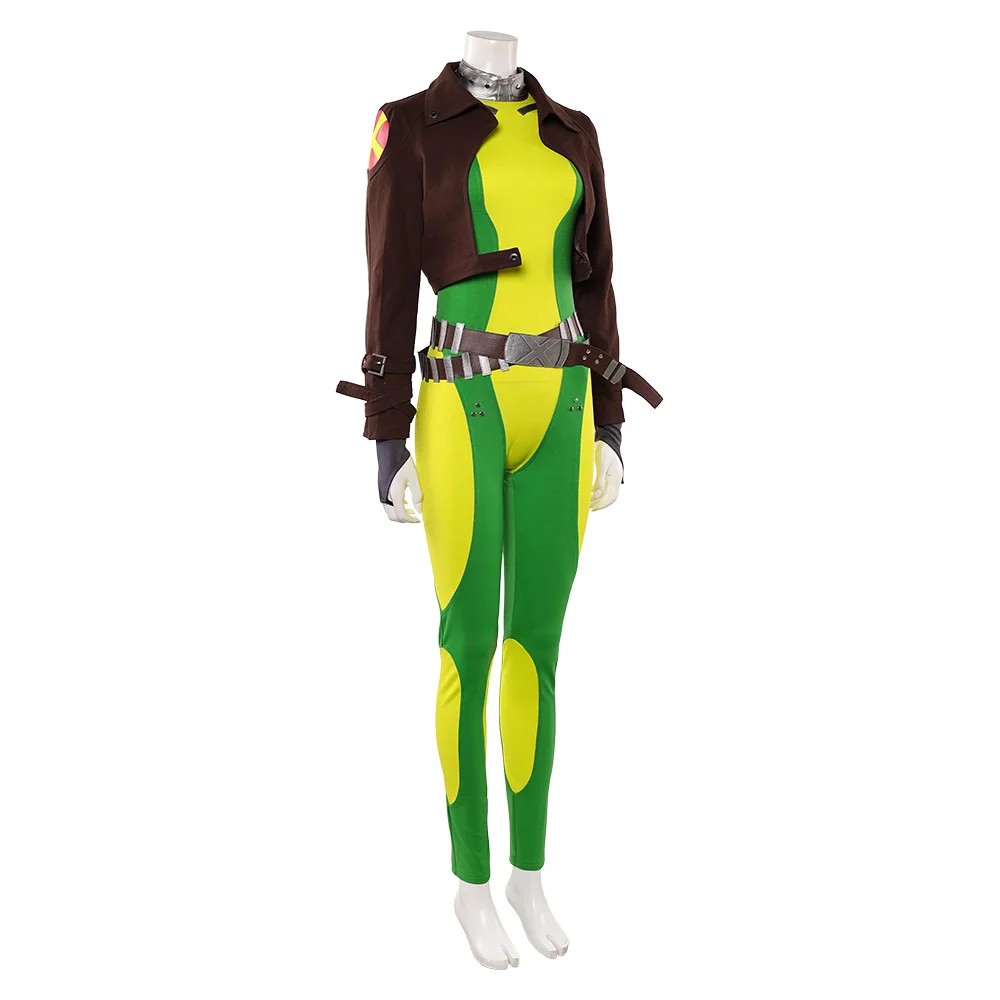 Fantasia Rogue Cosplay Costume Jumpsuit Jacket Movie X-97 Roleplay Coat Belt Women Adult Uniform Carnival Outfits Halloween Suit view 5