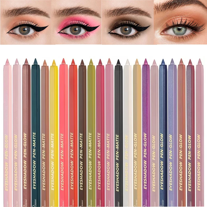 24Colors Eyeshadow Stick Ultra-Fine Creamy Eyeliner Pencil Pearlescent Matte Eye Shadow Smudgeproof  Eye Liner Makeup