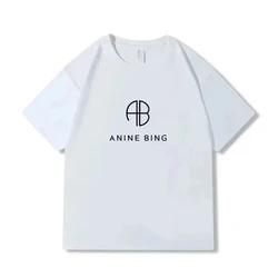 2024Anine Bing Printed T-Shirt Men's and Women's Same Short Sleeve Crew Neck Fashion Top Women's T-Shirt Casual