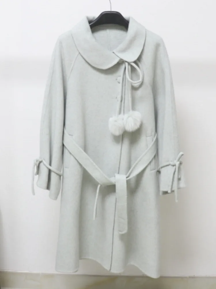 ZMEENNA Stilvoller langer Dufflecoat aus Wollmischung für Damen, lässige und warme Winteroberbekleidung mit Vordertaschen ZM4079