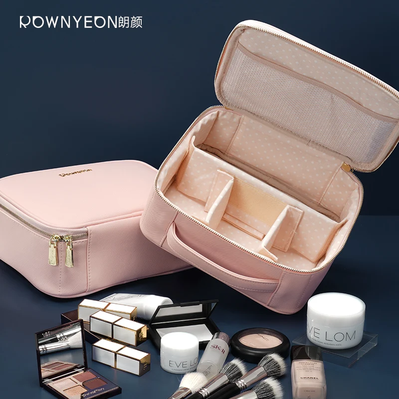 

Rownyeon Luxury Pink Storage Mackeup Travel Cosmetics Bag Carry Case For Makeup