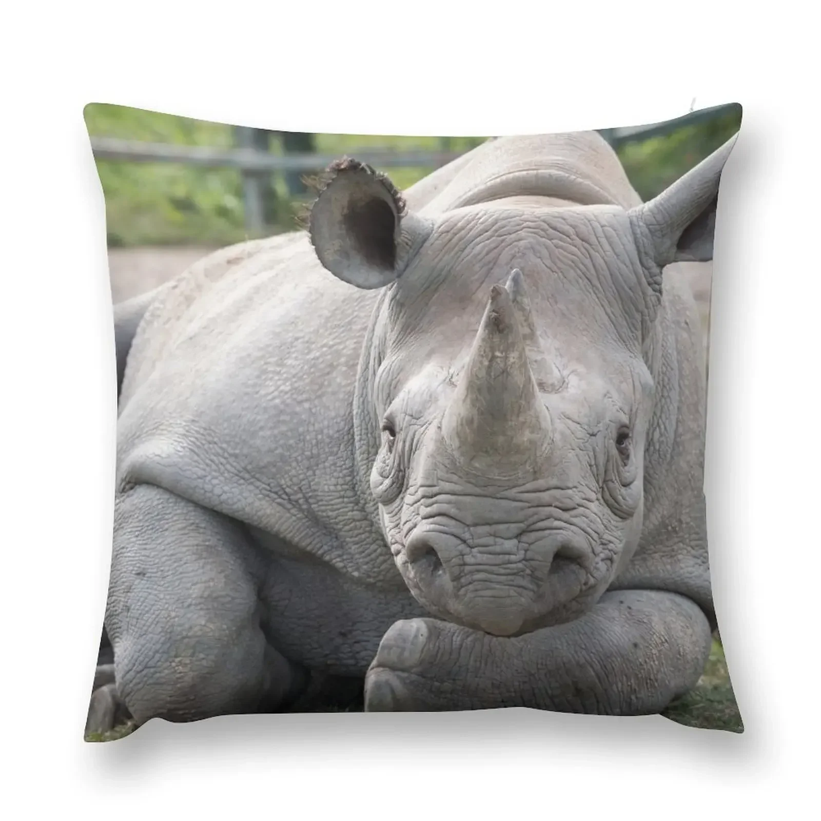 Rhino looking relaxed with head resting on forearm. Throw Pillow pillows decor home Sofas Covers pillow