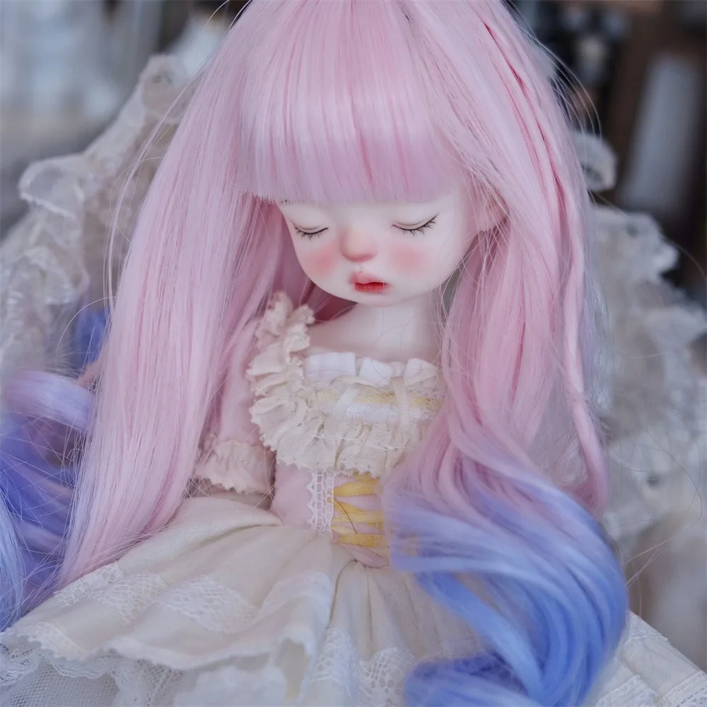 BJD Doll Daily 1/3&1/4&1/6 Gradient Color Braid Wig Big Head Doll Decoration Exquisite Headwear Doll Soft Silk Wavy Curly Hair