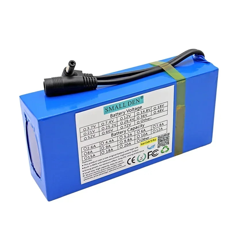 12V 10Ah 18650 lithium battery pack 3S4P rechargeable battery with BMS, suitable for large capacity batteries and high power