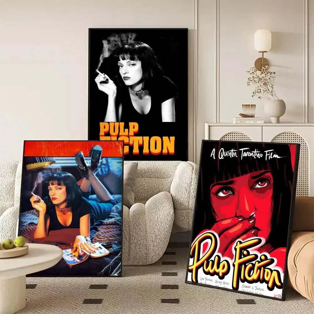 P-Pulps Fiction Movie Poster Self Adhesive Wall Stickers Removable Room Decor Aesthetic Space Murals Fancy Gift
