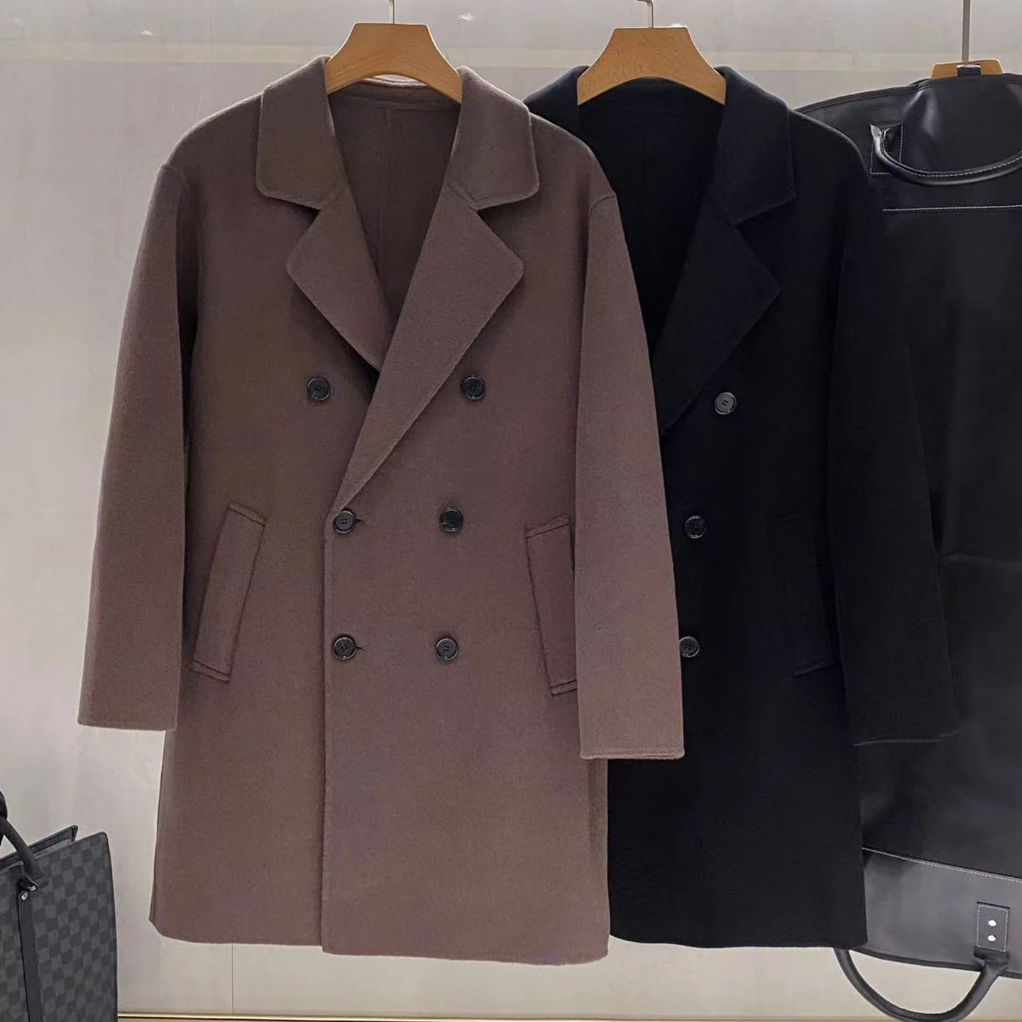 

Итальянская длинная куртка из шерсти LP 25aw, двубортный костюмный воротник