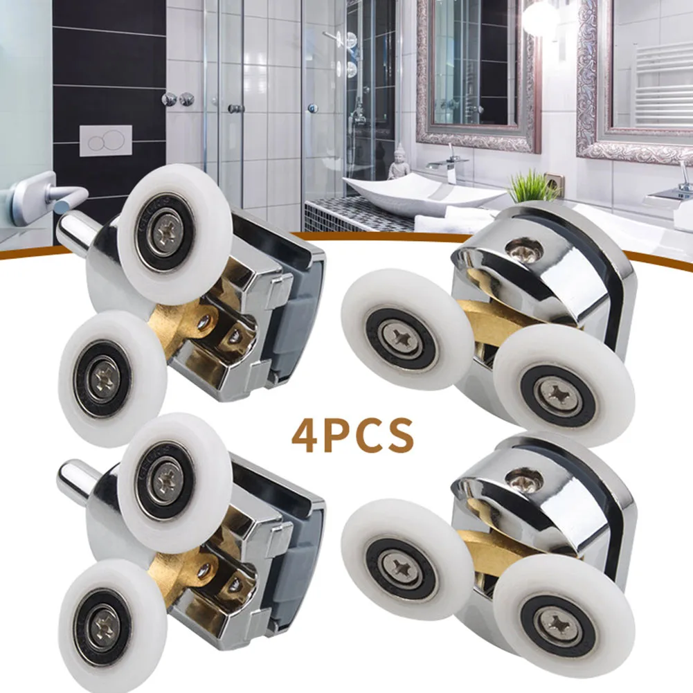 Adjustable Top Rollers  Spring Loaded Bottom Rollers  Zinc Alloy Double Shower Door Rollers  Suitable for 23mm Wheels