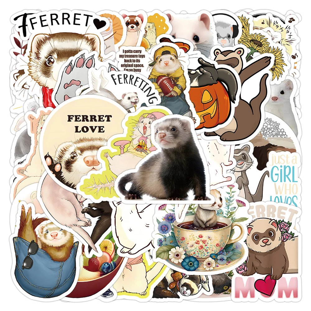 10/30/52pcs Ferrets Kawaii Animal Stickers Funny Cartoon Sticker for Notebook Suitcase Phone Bike Waterproof Decals Toys Gift