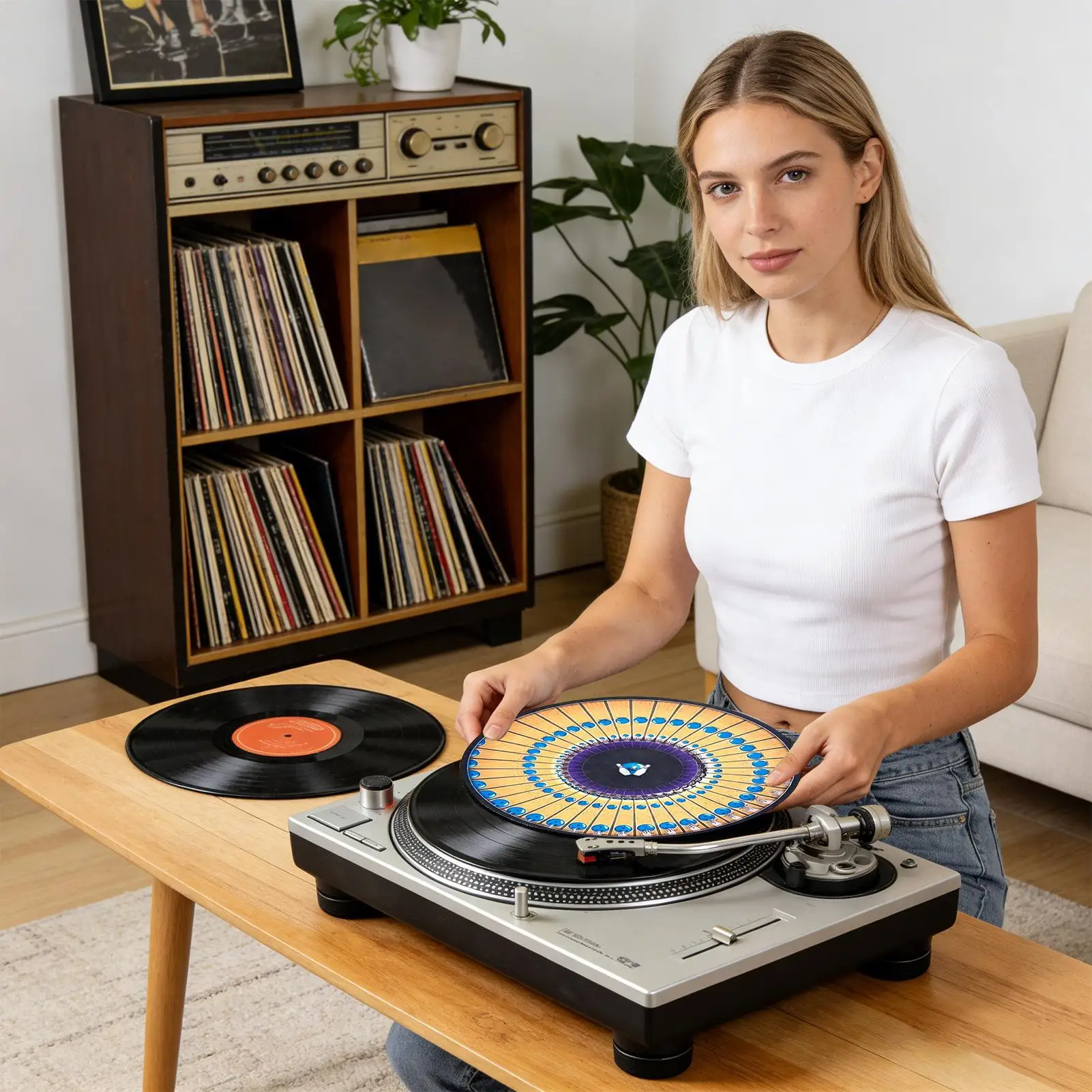 12inch Record Mat Anti-Slip Felt Visual Effect Pad Optical Illusion Record Turntable Slipmat for Dj Music Lovers Turntable Mat image 4