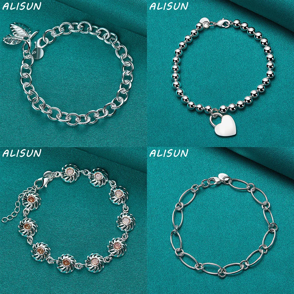 

ALISUN 925 Sterling Silver Pendant Bracelets For Women Men Anniversary Gift Popular Wild Fashion Romantic Jewelry