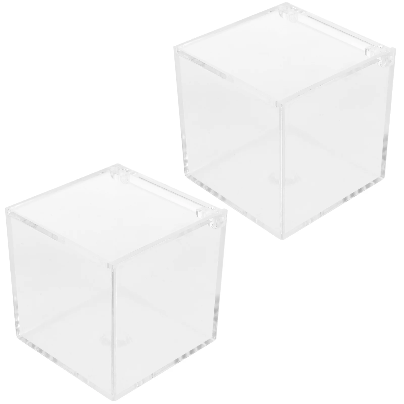 

2pcs Acrylic Storage Box Clear Display Case 8cm Figurine Holder Model Box Transparent Shell