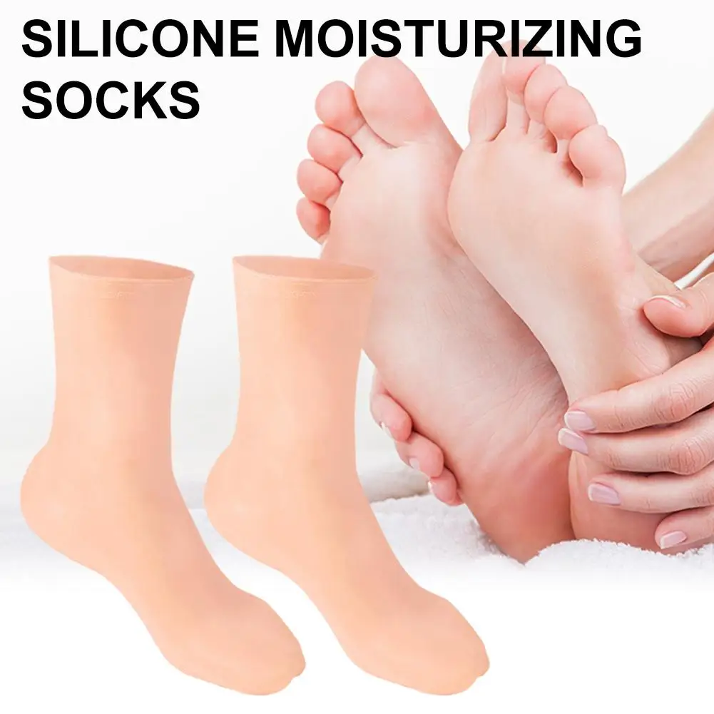 Calcetines hidratantes de silicona para pies secos y agrietados, calcetines para el cuidado de los pies, calcetines para Spa y pedicura, Gel hidratante para masaje, cuidado de los pies G8Q3