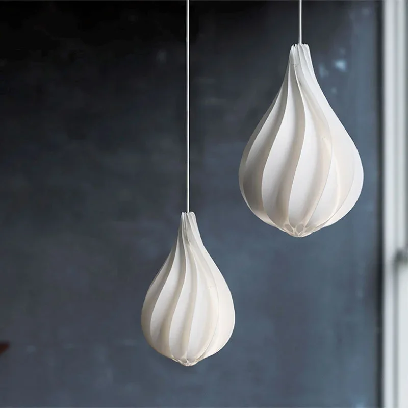 Nordic PVC Water Droplets Pendant Lamp For Study Bedroom Bedside Living Room Kitchen Bar Porch E27 Wave Chandelier Free Bulb