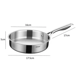 16/24CM Stainless Steel Uncoated Frying Pan Home Nonstick Pancake Pans Cooking Pots Skillet Cookware Kitchenware for Kitchen