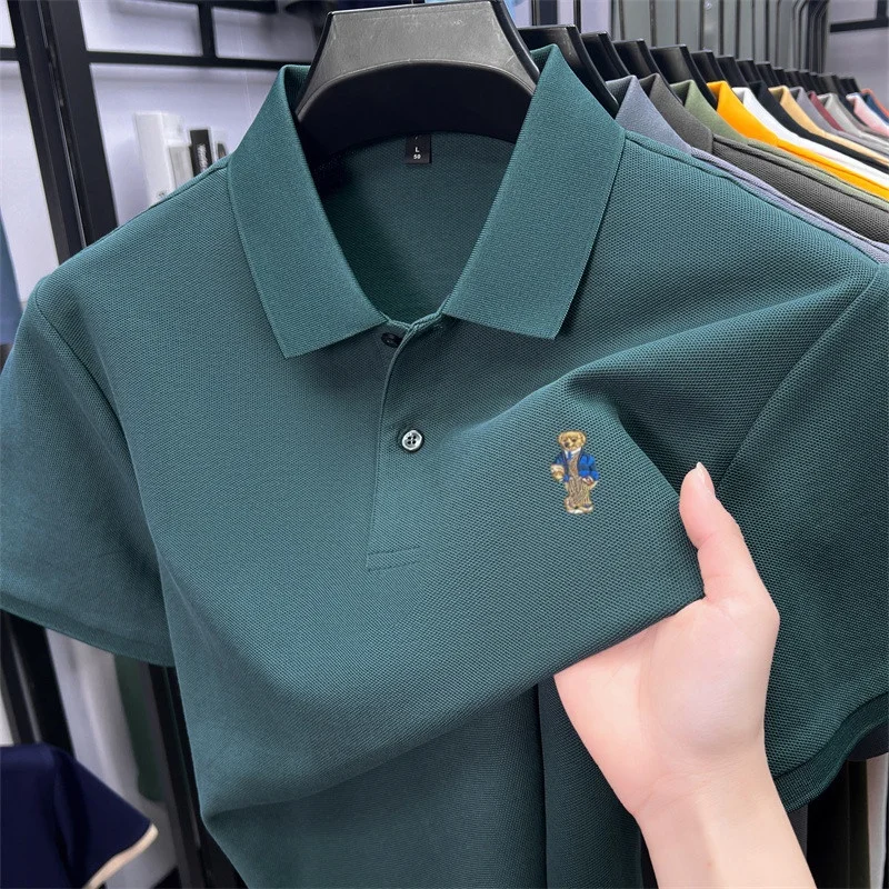 100% Cotton High-End Men Summer New Short-Sleeved Polo Shirt Lapel Button Embroidery Various Colors Polo Shirt Hot-Selling Tops
