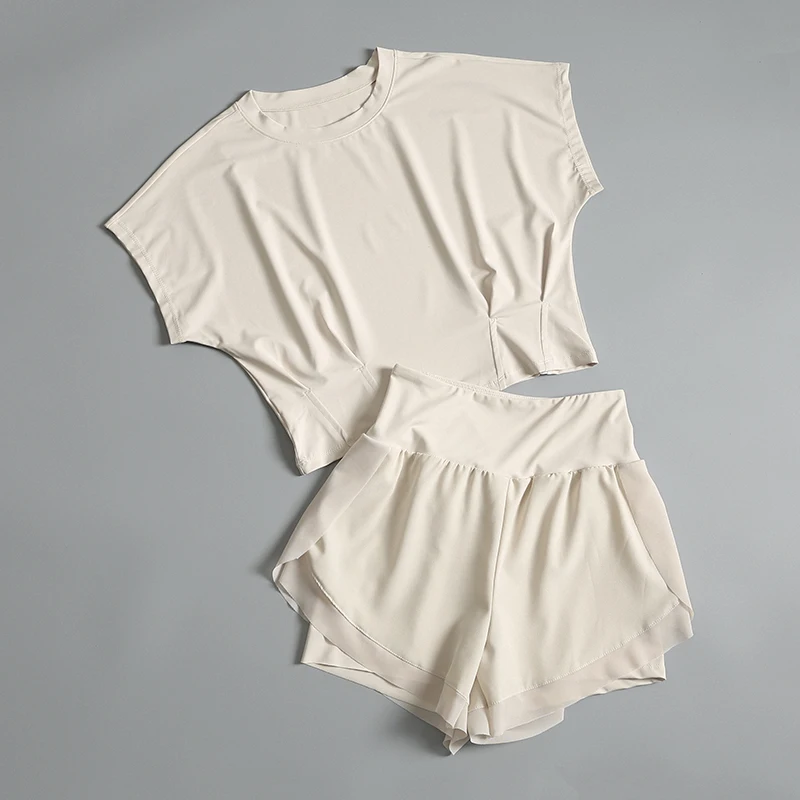 

Yoga suit for women in summer 2025 new sports short-sleeved Pilates training top morning jogging quick-drying fitness set