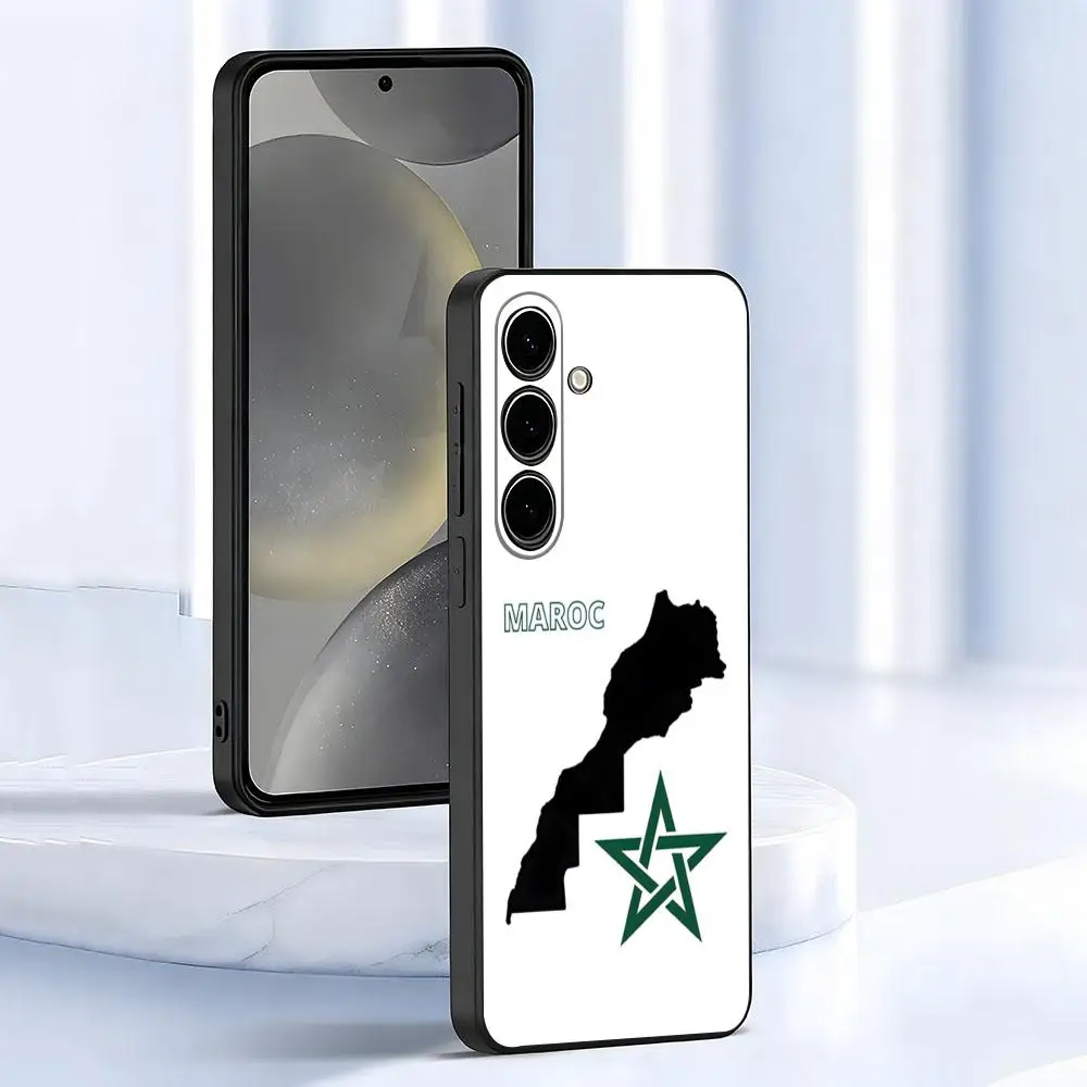 Morocco Flag Phone Case For Samsung S26 S25 S24 FE S23 S22 S21 Plus S20 Ultra Note20Ultra Black Soft Shell
