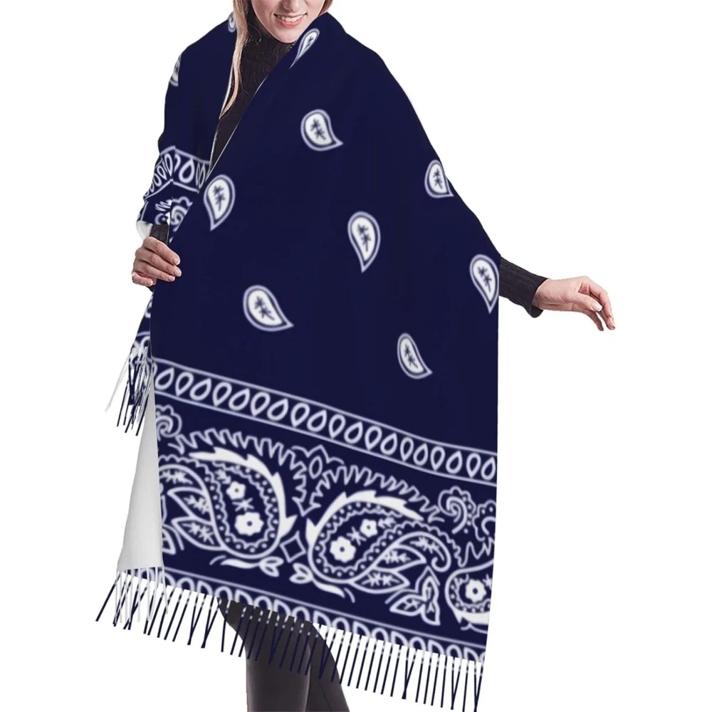 

Бандана, темно-синий кашемировый шарф с бахромой, осенние и зимние шелковые шарфы, очень теплые и мягкие - модный аксессуар, идеальный подарок