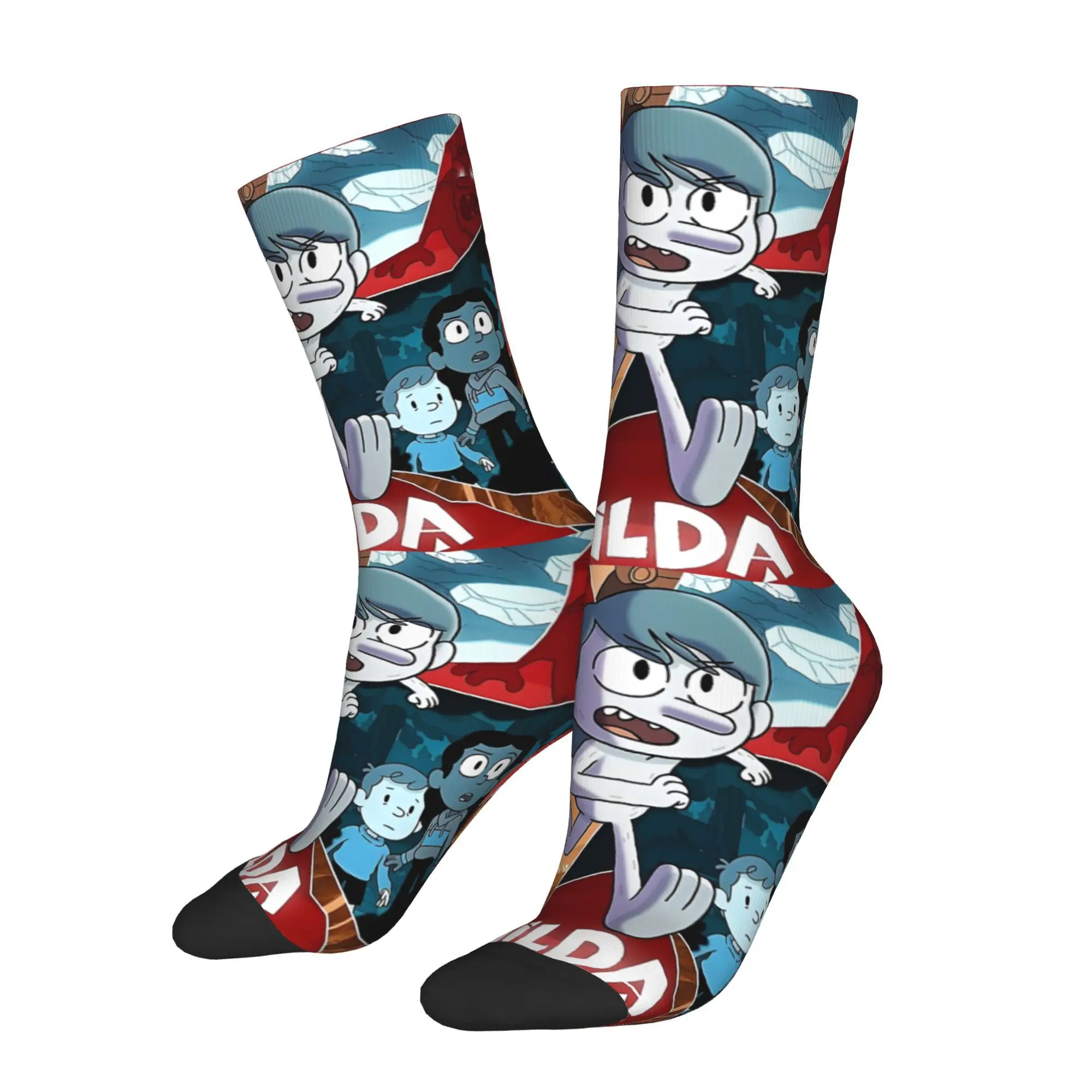 

Hil-da Cartoon Anime Men Socks Cycling Year Round Comfort Stockings for Cycling Daily Wear