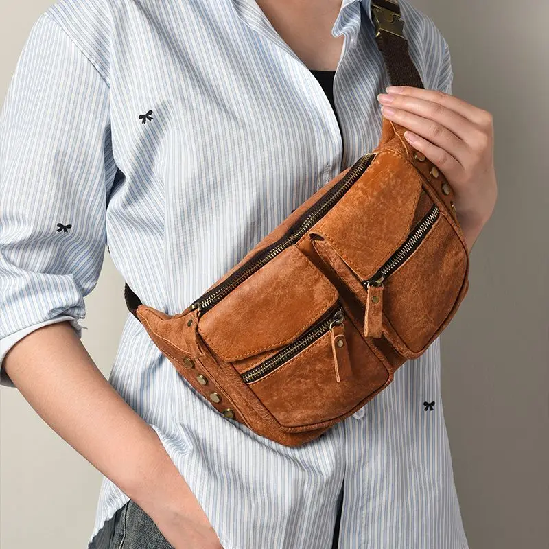 retro-crossbody-chest-bag-men's-fashion-waist-bag-multi-layer-outdoor-commuting-portable-wear-resistant-storage-bag