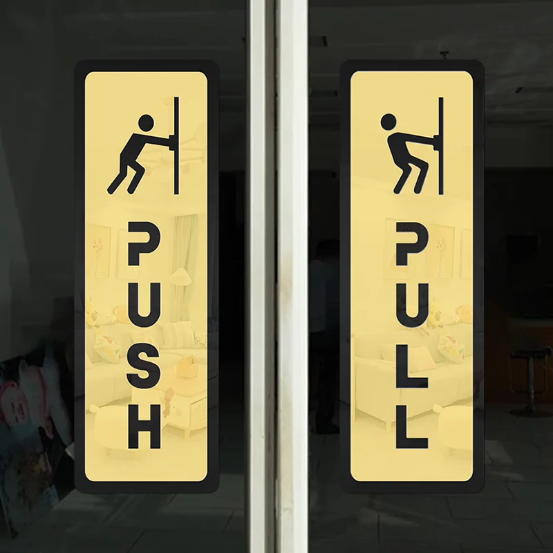 Glass Door Logo Prompt Sign Decorative Self-adhesive PULL PUSH Transparent Sliding Door Safety Warning Acrylic Wall Sticker