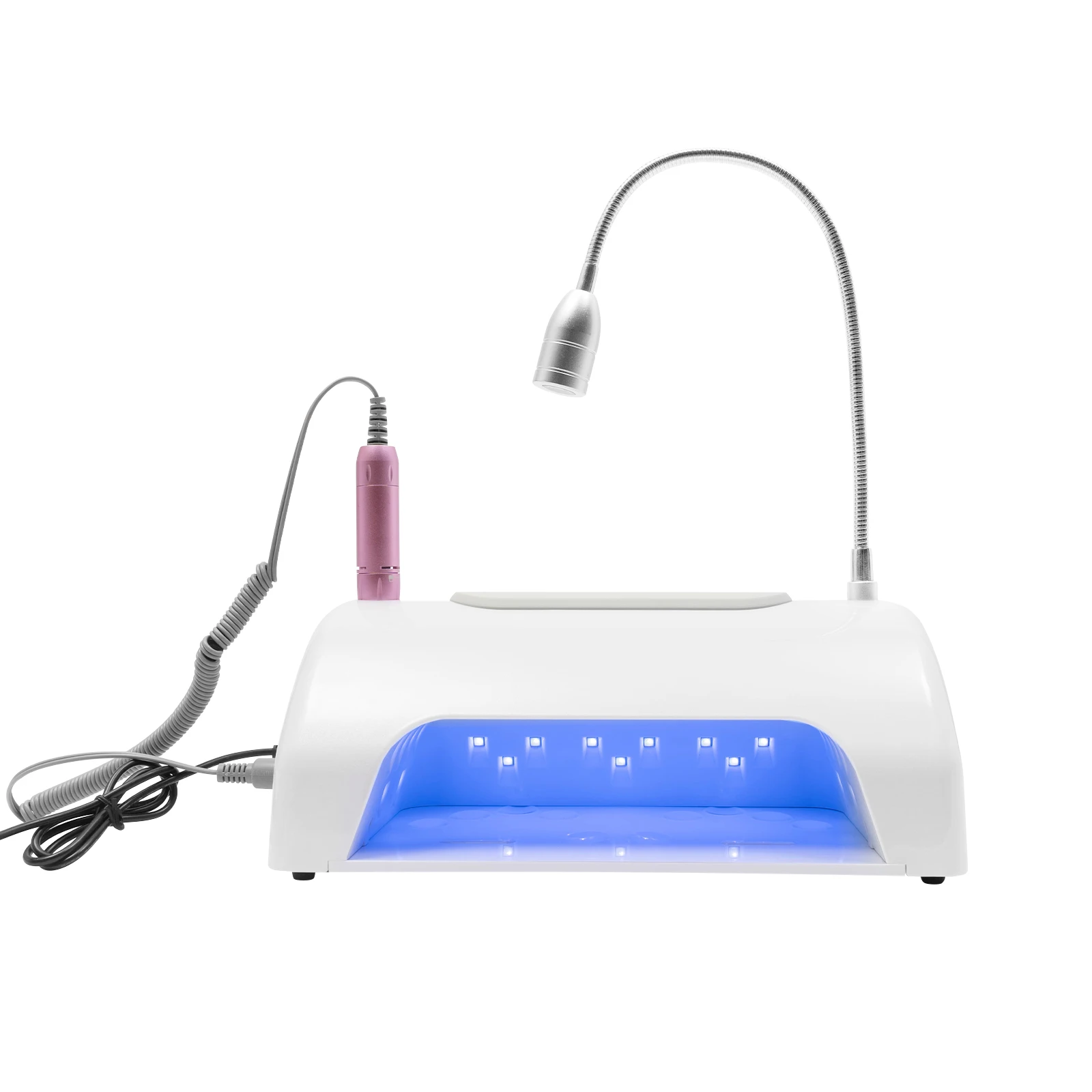 5-in-1 Professional Nail Drill Machine with Vacuum, LED Lamp, Dust Collector & Curing Light for Home Salon Manicure Pedicure