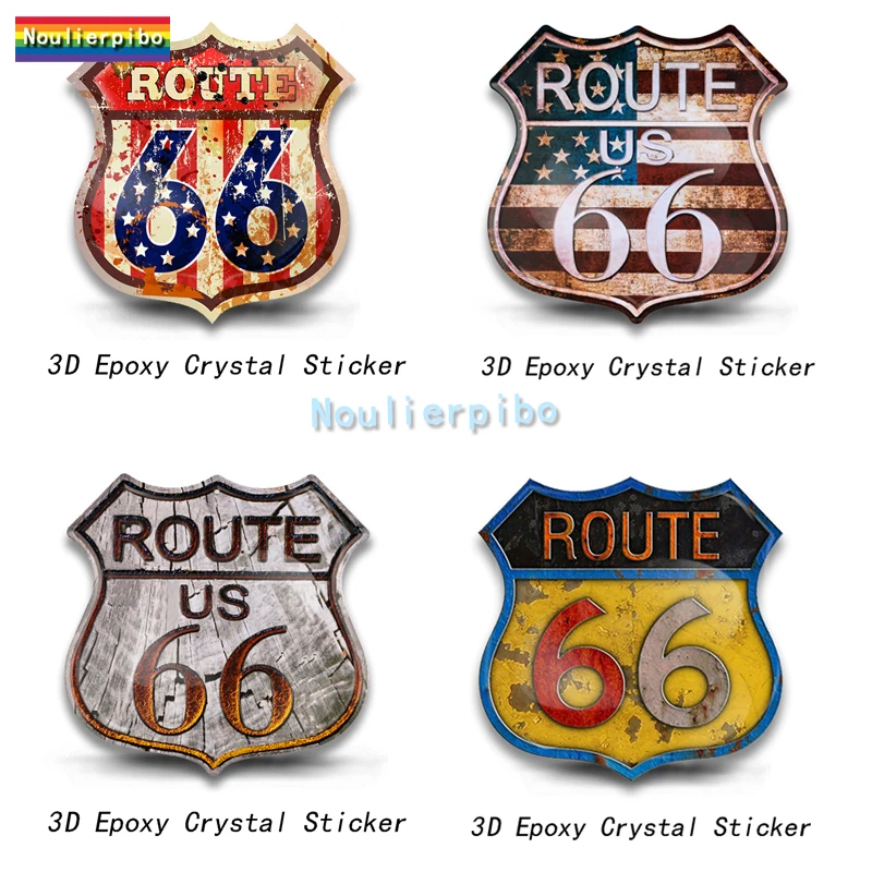 3D Stereo Epoxy Dome Car Sticker Route 66 GAS 66 Brand Route 66 Decal PVC Auto Parts Trolley Case Vinyl Cell Phone Sticker